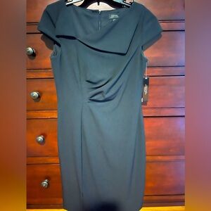 Tahari dress for work or evening.  Fun front drape. Size 10